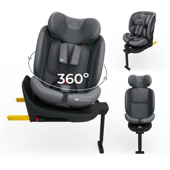 Siège Auto Kinderkraft I-360 2 Plus I-size Avec Isofix, Pivotant À 360°, Sps+ Et Installation Dos À La Route 40-150 Cm Gris