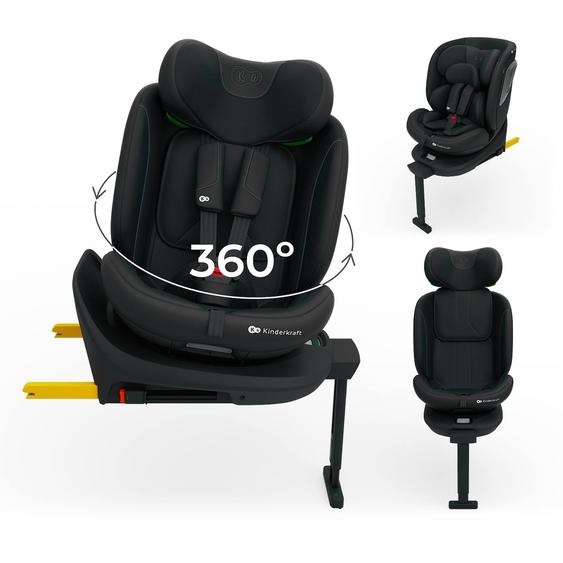 Siège Auto Kinderkraft I-360 2 Plus I-size Avec Isofix, Pivotant À 360°, Sps+ Et Installation Dos À La Route 40-150 Cm Noir