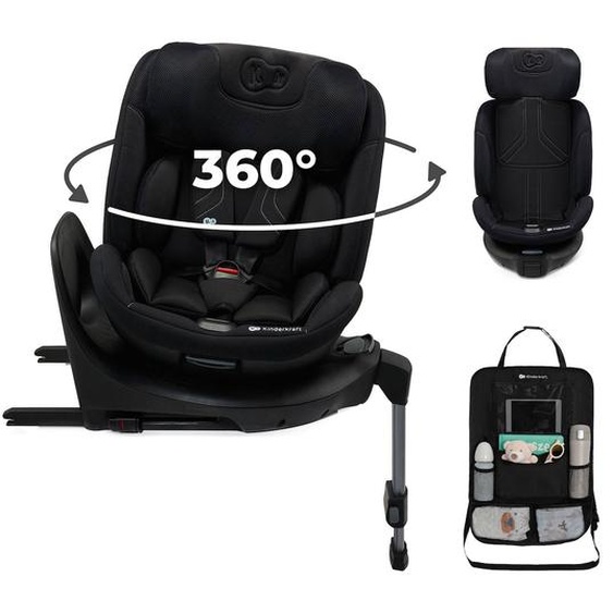 Siège Auto Kinderkraft Xrider 2 I-size Avec Rotation 360°, Isofix, Sps+, H-guard+, Easy Grow + Organisateur Voiture Noir