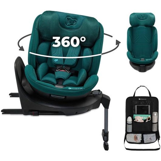 Siège Auto Kinderkraft Xrider 2 I-size Avec Rotation 360°, Isofix, Sps+, H-guard+, Easy Grow + Organisateur Voiture Vert