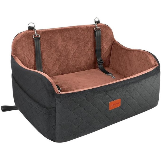 Siège auto pour chien, adapté aux chiens de taille moyenne, avec rembourrage en mousse à mémoire de forme, harnais réglables, base antidérapante, couleur noir/marron, taille grande