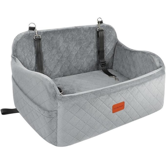 Siège auto pour chien, adapté aux grandes races, en tissu doux, avec mousse à mémoire de forme, comprenant 2 courroies, amovible et lavable, de couleur grise, pour grandes tailles
