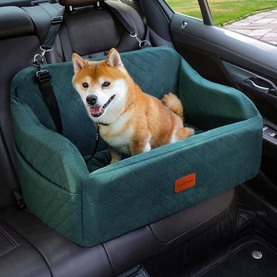 Siège auto pour chien, adapté aux grandes races, en tissu doux, avec mousse à mémoire de forme, de couleur verte, grande taille