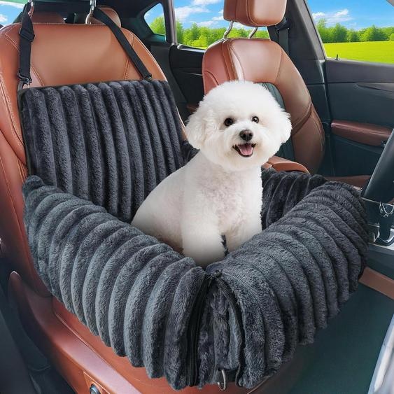 Siège auto pour chien, adapté aux petites et moyennes races, lavable, en mousse à mémoire de forme, de couleur grise