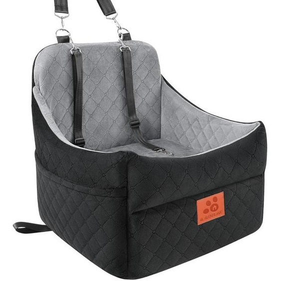 Siège auto pour chien, adapté aux petites et moyennes races, rembourré, jusquà 35 lbs, amovible, lavable, noir/gris
