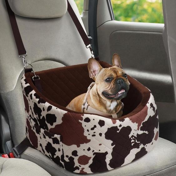 Siège auto pour chien, adapté aux petites races, avec mousse à mémoire de forme, amovible et lavable, couleur marron