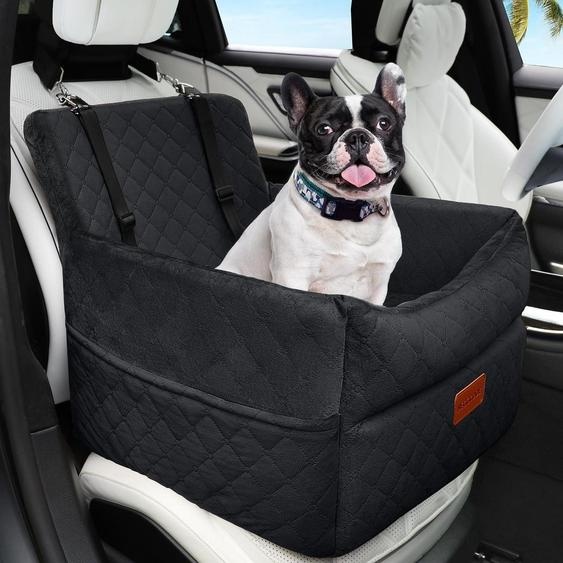 Siège auto pour chien, adapté aux petits et moyens chiens, lavable, avec des poches de rangement, couleur noire