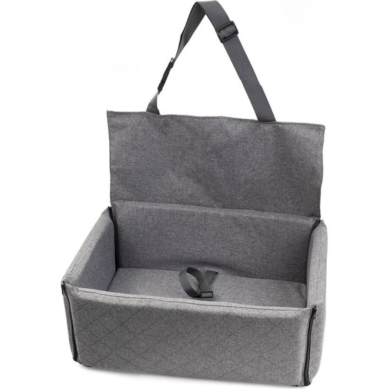 Siège auto pour chien avec housse de dossier Siège passager Lit pour chien Polyester Couleur : gris Lin synthétique Taille : L (74x54 cm)
