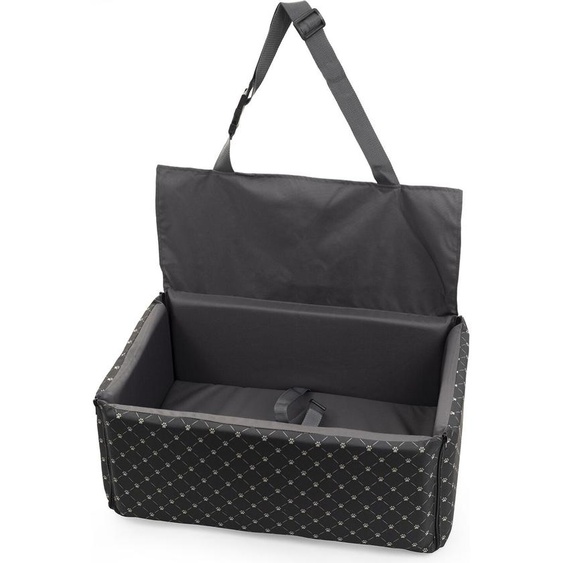 Siège auto pour chien avec housse de siège arrière Siège passager Lit pour chien Polyester Couleur : noir/Patron : pattes Taille : M (60x41 cm)