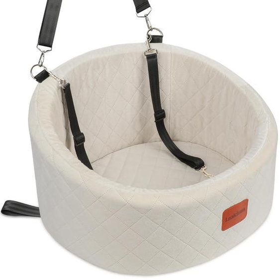 Siège auto pour chien avec laisse de sécurité, lavable, base antidérapante, couleur beige, taille S