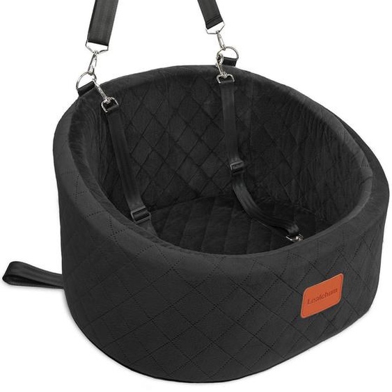 Siège auto pour chien, confortable, transformable en lit de voyage, avec harnais de sécurité, lavable, base antidérapante, couleur noire, taille petite