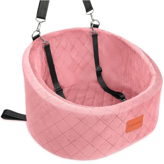 Siège auto pour chien, couleur rose, taille S, confortable, avec harnais de sécurité, lit de voyage lavable et base antidérapante