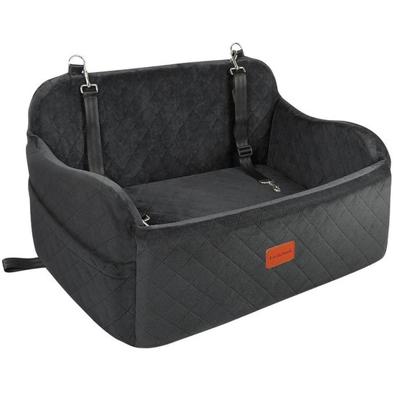 Siège auto pour chien de grande taille, en mousse à mémoire de forme, pour 2 petits chiens, de couleur noire, avec harnais de sécurité et poche latérale