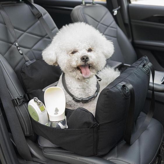 Siège auto pour chien, noir, lavable, rembourré, jusquà 15 kg, en tissu Oxford, avec coussin dair amovible