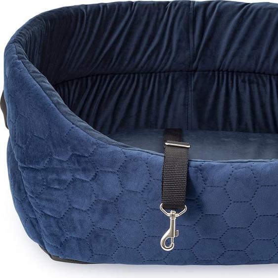 Siège auto pour chien universel, lavable, résistant à labrasion, siège auto pour chien pour siège avant, L : 56 x 48 x 22 cm, bleu - daim - velours