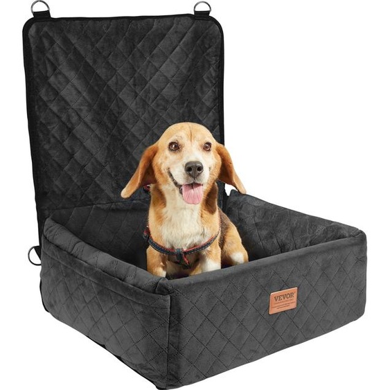 Siège auto pour chien VEVOR, rehausseur de siège pour chien avec sac de rangement, laisse de sécurité attachable, rembourrage en éponge et coton PP, lit auto pour chiens de petite et moyenne taille jusquà 18 kg, noir