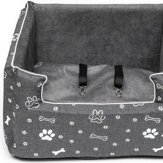 Siège auto pour chiens, chats, siège arrière pour animal de compagnie, siège passager Lit pour chien en daim Gris M : 47x40 cm