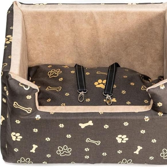 Siège auto pour chiens, chats, siège arrière pour animaux, siège passager, lit pour chien, daim, marron/doré L:57x50 cm