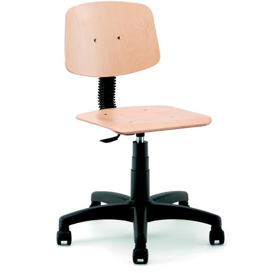 Siège bois standard Thao sur roulettes  - Hêtre, Noir