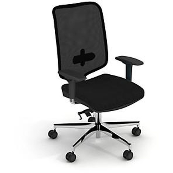 Siège de bureau BLOOM Tissu polyester et Maille Noir base Aluminium Hauteur réglable - Dossier Roulettes