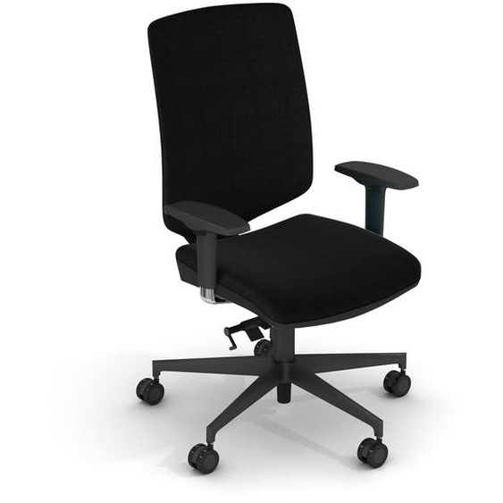 Chaise de bureau ergonomique BLOOM Tissu rembourré - Hauteur ajustable - A roulettes - noir -  Piètement noir