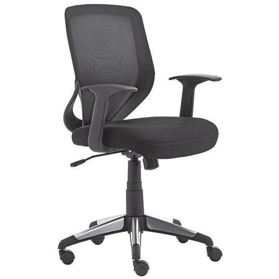Siège de bureau Kontact Maille Tissu Noir Hauteur réglable - Accoudoir Dossier Roulettes Pied chromé