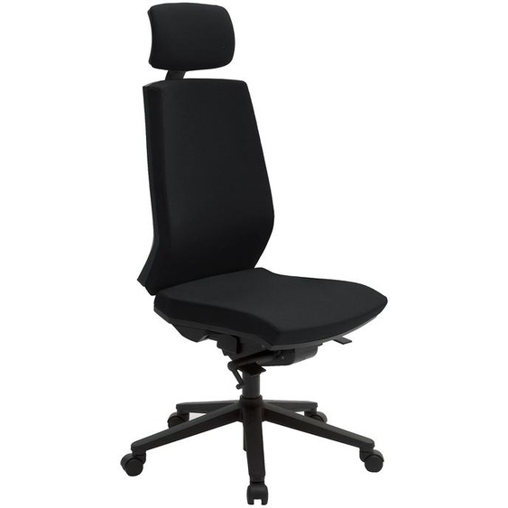 Chaise de bureau ergonomique Mathilde Tissu polyester Noir Hauteur réglable - Dossier Appuie-tête Roulettes