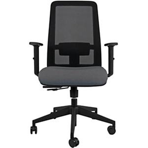 Siège de bureau Naïa tissu recyclé et dossier maille avec accoudoirs - Anthracite