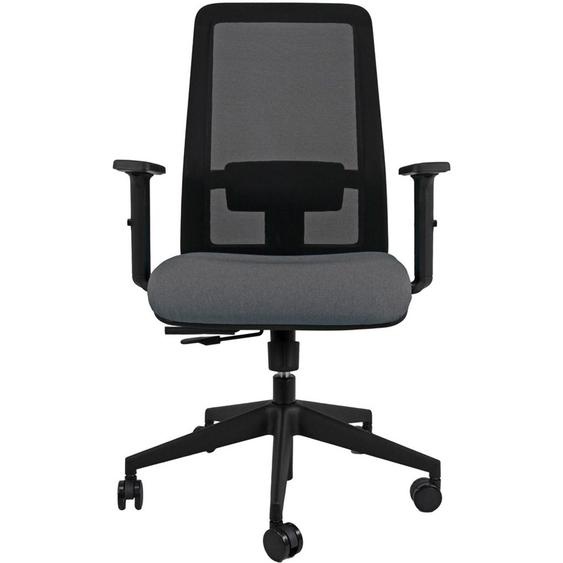 Siège de bureau Naïa tissu recyclé et dossier maille avec accoudoirs - Anthracite
