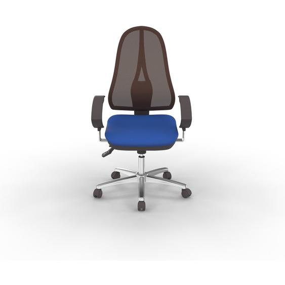 Siège de bureau OPEN POINT DELUXE Tissu Bleu Maille Noir Hauteur réglable - Dossier Accoudoirs Roulettes