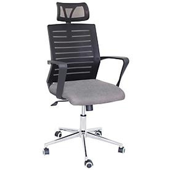 Siège de bureau OSLO Résille Tissu Noir Hauteur réglable - Accoudoirs Dossier Appuie-tête Roulettes