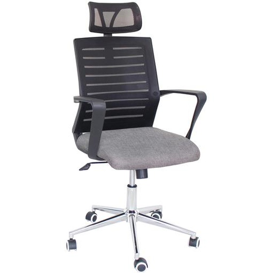 Siège de bureau OSLO Résille Tissu Noir Hauteur réglable - Accoudoirs Dossier Appuie-tête Roulettes
