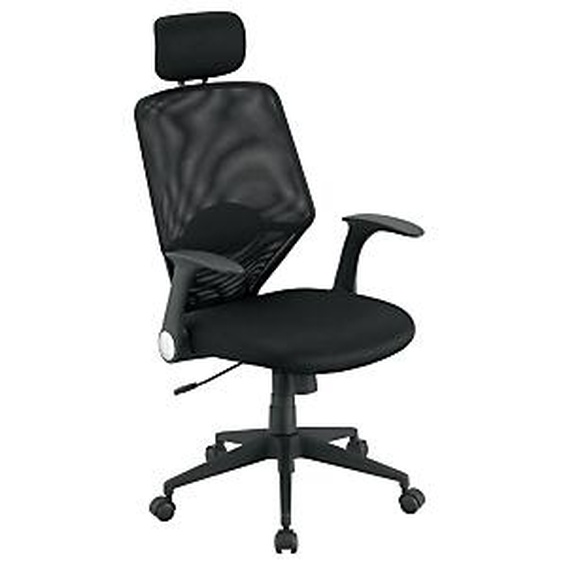Siège de bureau STARTING Maille Tissu Noir Hauteur Réglable - Accoudoir Dossier Appuie-tête Roulette