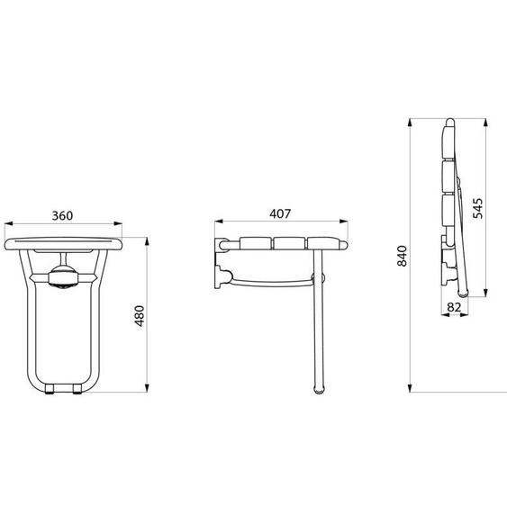 Siège de douche mural rabattable pour handicapé et PMR 407 x 360 x 480 mm - DELABIE - 510400