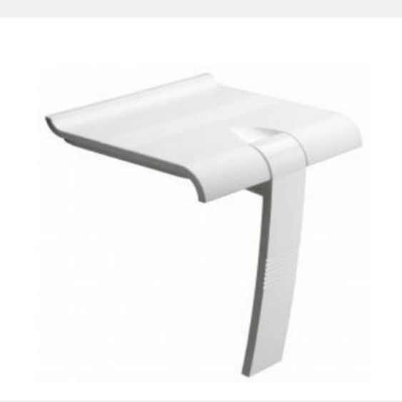 Siège de douche PMR PELLET Design escamotable blanc piètement aluminium époxy blanc