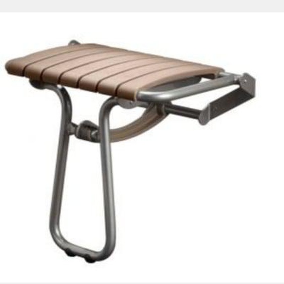 Siége de douche PMR PELLET Essentiel confort assise large avec pied aluminium époxy gris lattes taupe