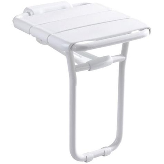 Siège de douche relevable en aluminium époxy blanc