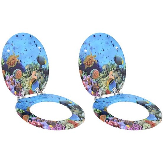 Siège de toilette 2 pcs Bleu profond de mer 44 x 38 cm