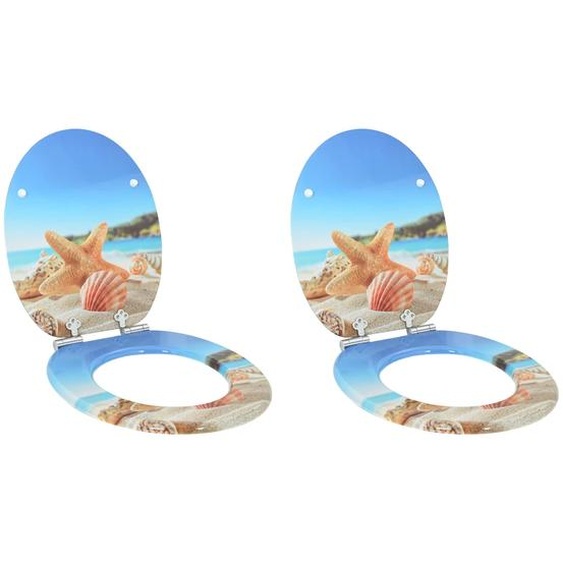 Siège de toilette 2 pcs Coquillage de mer 44 x 38 cm