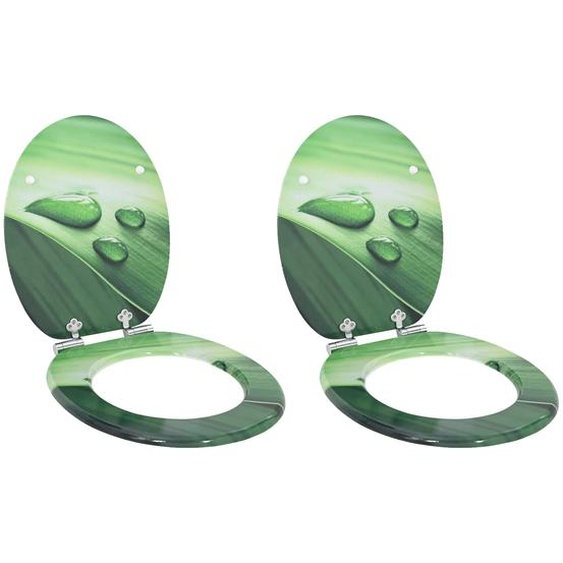 Siège de toilette 2 pcs Goutte verte 44 x 38 cm Panneau MDF