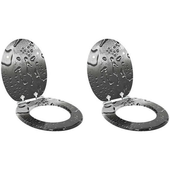 Siège de toilette 2 pcs Gris 44 x 38 cm Panneau MDF