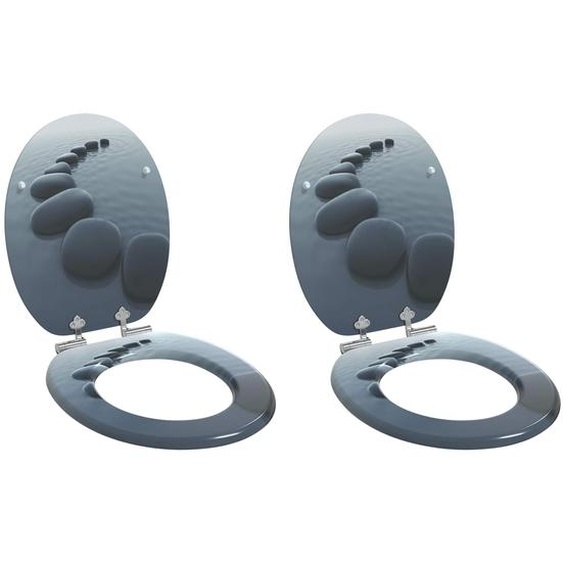 Siège de toilette 2 pcs Gris 44 x 38 cm Panneau MDF