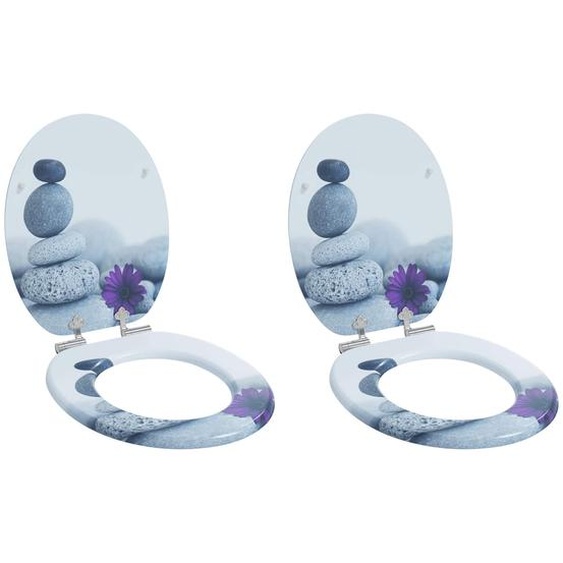 Siège de toilette 2 pcs Gris 44 x 38 cm Panneau MDF