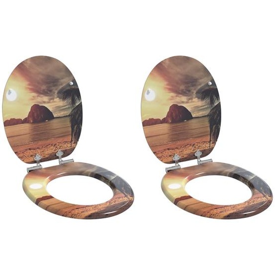 Siège de toilette 2 pcs Orange 44 x 38 cm Panneau MDF