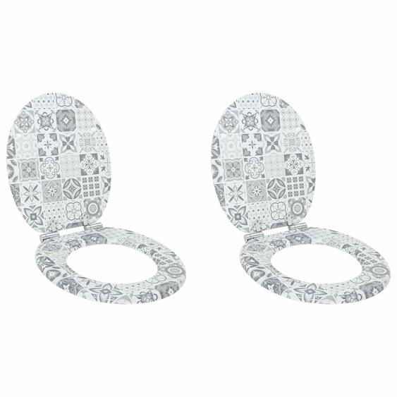 Siège de toilette 2 pcs Porcelaine bleue et blanche 44 x 38 cm