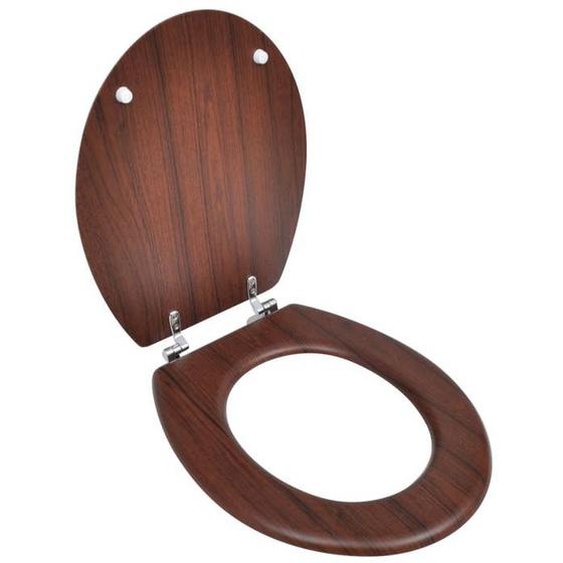 Siège de toilette - Universel - MDF - Marron - Charnières réglables - Durable