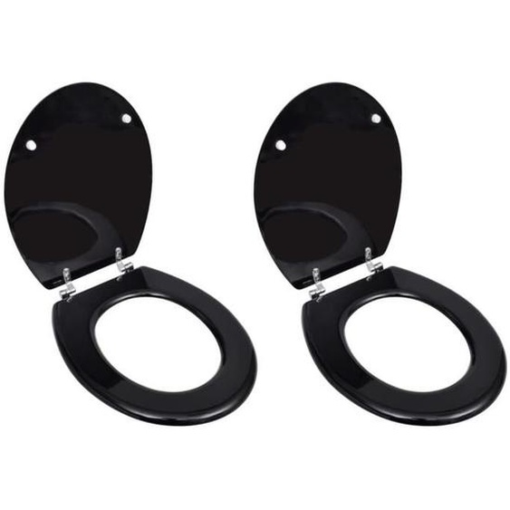 Siège de toilette - MOTHINESSTO - LY1124 - 2 pcs - MDF Noir - Charnières réglables