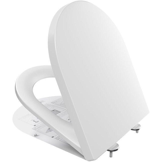 Siège de toilettes à fermeture douce, forme en D, blanc
