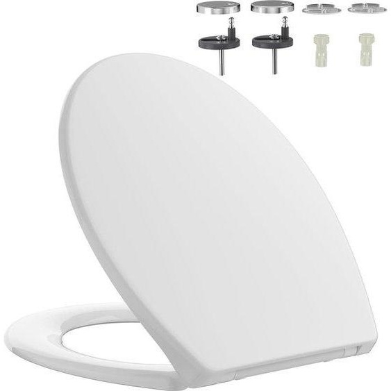 Siège de toilettes antibactérien, blanc, ovale