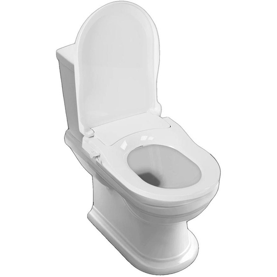 Siège de toilettes bidet non électrique, design ergonomique, sadapte aux toilettes allongées standard, système à double jet, raccordement deau 1/2 pouce, blanc